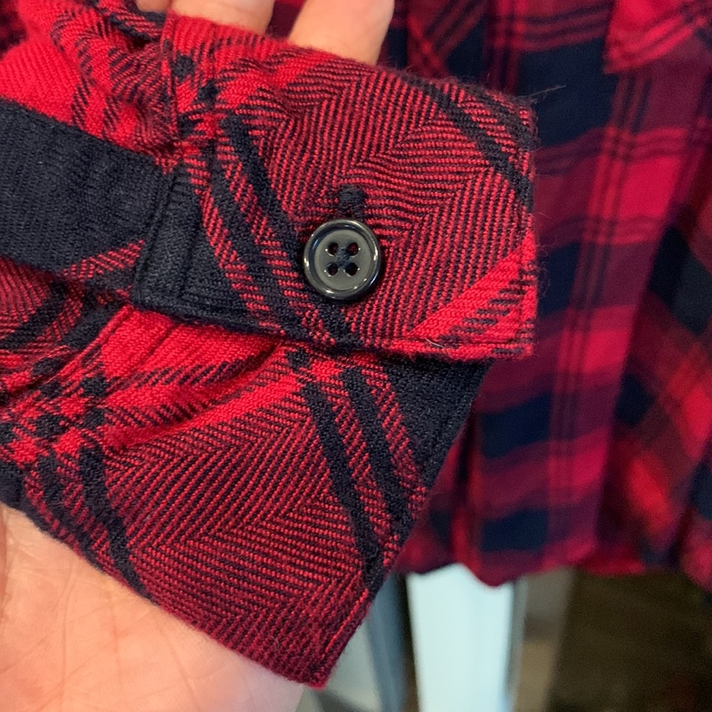 Rails Navy & Red Plaid Flannel Top - image 6